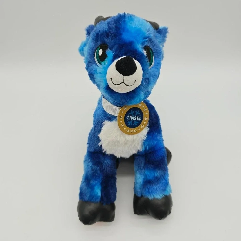 Build-A-Bear Merry Mission Tinsel Blue Reindeer Plush Stuffed Animal Medallion